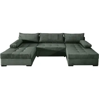 Collection AB Wohnlandschaft "Josy U-Form, B: 307 cm", grün flaschengrün), B:307cm H:41cm T:161cm, 100%Polyester, Sofas, Wohnlandschaft, mit Bettfunktion & Bettkasten, Federkern