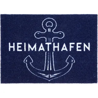 ASTRA Fußmatte »Deco Brush 1630« rechteckig 7 mm Höhe Schmutzfangmatte, mit Spruch, In -und Outdoor geeignet, blau