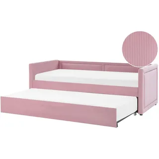 Beliani Tagesbett 90/200cm Rosa Mimizan , Pink , Textil , 90x200 cm , Schlafzimmer, Betten