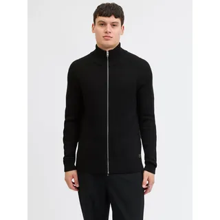 JACK & JONES Strickjacke »JJPANNEL KNIT ZIP CARDIGAN AW25«, schwarz