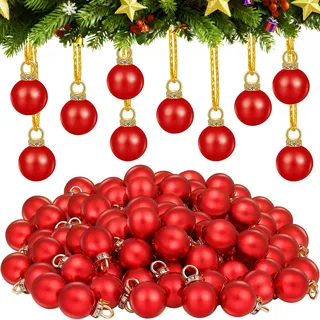ChromLives Weihnachtskugeln Kunststoff Christbaumkugeln Rot 16mm Mini 66 Stück Weihnachtsbaumkugeln Hängende Ornamente Bruchsicher Christbaumschmuck für Weihnachten Urlaub Hochzeit Party Dekoration