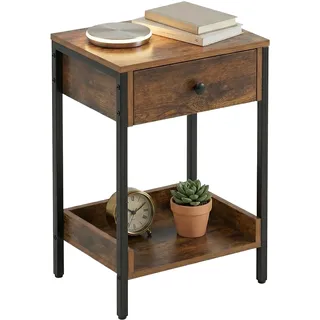 Relaxdays Beistelltisch , Ablage, Industrial, HBT: 69,5x38x28 cm, Wohnzimmer, Flur, Metall, braun/schwarz