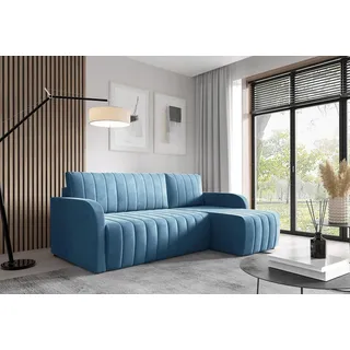 Ecksofa mit Schlaffunktion und Bettkasten Sofa L-form Wohnlandschaft Couch L-form Schlafsofa Sofagarnitur Sofa Eckcouch Universelle Seite - Türkis
