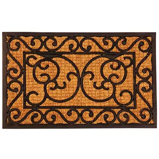 Esschert Design Schmutzfangmatte, Fußmatte aus Gummi mit Kokoseinlage, rechteckig, ca. 60 cm x 40 cm