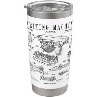 Schreibmaschine Schreibmaschine Vintage Writer Patent Doppelwandiger Edelstahl-Thermobecher