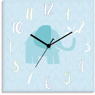 Artland Wanduhr »Elefant auf blau« wahlweise mit Quarz- oder Funkuhrwerk, lautlos ohne Tickgeräusche, blau