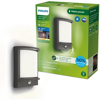 Philips Außenwandleuchte Aluminium 22,7 cm inkl. Bewegungsmelder grau