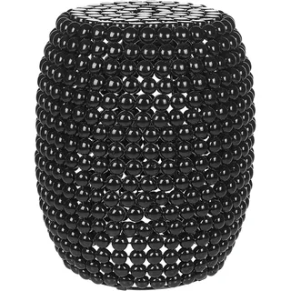 Beliani Beistelltisch schwarz Kunststoff oval 32 cm Perlen-Optik Modern Glamourös Wohnzimmer, Ausstattung Möbel Deko Blumenständer - Schwarz