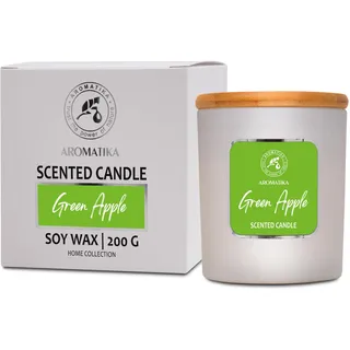 Scented Candle Green Apple 200g - Duftkerze Grüner Apfel - Aroma Kerze - Aromatherapie - Sojakerze für Hause - Kerzen für Raumduft - Duftkerze im Glas - Idee für Muttertag - Geburtstag