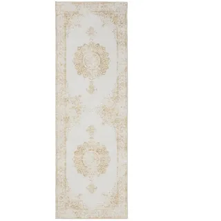 benuta Vintage-Läufer George waschbar 80x240 cm , Creme, Gelb , Kunststoff , Vintage , Rechteckig , 80x240 cm , Oeko-Tex® Standard 100 , in verschiedenen Größen erhältlich, rutschfeste Unterfläche, waschbar , Teppiche und Böden, Teppiche, Teppichläufer, Läufer