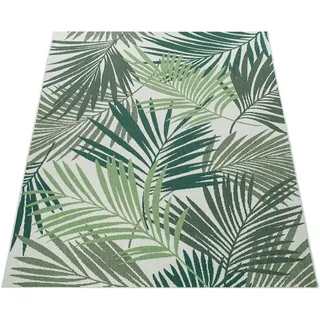 Paco Home Teppich Flachgewebe Jungel Gecarvtes Florales Palmen Design Grün,
