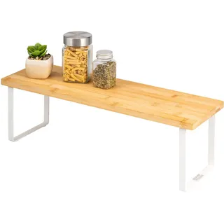 bremermann Gewürzregal Bambus/Metall weiß , Weiß , Holz , 50x15x16 cm , Küchen, Küchenmöbel