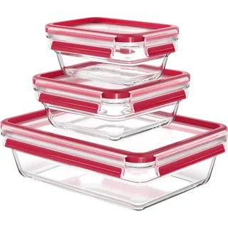 Emsa Clip&Close Frischhaltedosen Set rot 3 x 0,45 l