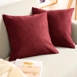 Blumtal 2er Set Kissenbezug 30x50 rot - kuschelige Chenille Kissenbezüge mit verstecktem Reißverschluss, Oekotex Zertifizierte Kissenhülle für Deko-Kissen Sofakissen Polster & Zierkissen