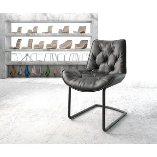 DELIFE Freischwinger Taimi-Flex Echt-Leder Schwarz Freischwinger rund Schwarz - Schwarz