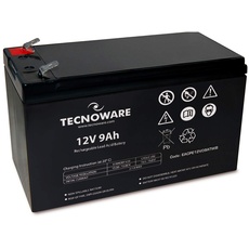 Tecnoware Ersatzbatterie für Unterbrechungsfreie Notstromversorgung (USV), Videoüberwachungs und Alarmsysteme - 12V Kapazität 9 Ah Faston-Anschluss 6.3 mm - Abmessungen 15,1 x 9,4 x 6,5 cm