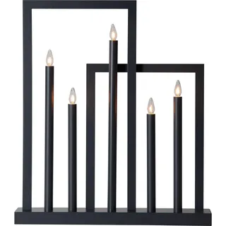 EGLO Kerzenständer Frame, Dekoleuchte Weihnachten, Fensterdeko aus Holz | Stahl in anthrazit, Kunststoff in weiss warmweiß