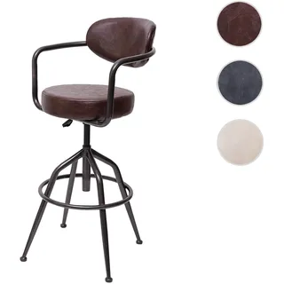 Mendler Barhocker HWC-H10f, Barstuhl Tresenhocker Drehhocker, höhenverstellbar Industrial Wildleder-Optik ~ vintage braun