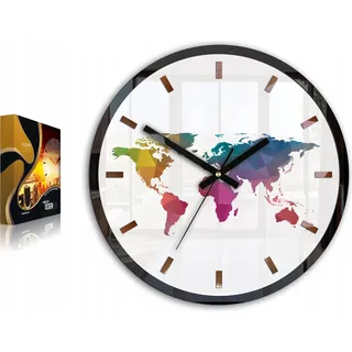 ModernClock, wanduhr,Map colorfull, wanduhr 30cm, Modern Design - Kupfer