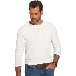 JP 1880 Herren große Größen Übergrößen Menswear L-8XL bis 8XL, Langarm-Shirt, Henley, Knopfleiste, Rundhalsausschnitt, schneeweiß L 702555200-L