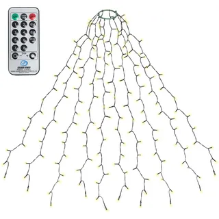 SALCAR 1,5m Christbaumbeleuchtung mit Ring und 10 Girlanden, 250er LED Überwurf Lichterkette mit Fernbedienung, Wasserdicht Lichterkette Weihnachtsbaum für 90cm bis 150cm Tannenbaum, Warmweiß