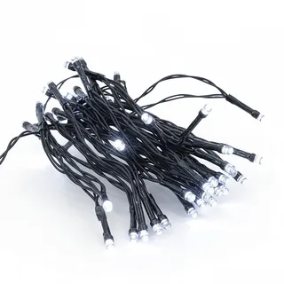 LED Außen Lichterkette kalt weiß - 3,5 m / 48 LED - Garten Weihnachten Winter Deko Beleuchtung Timer Batterie - Schwarz