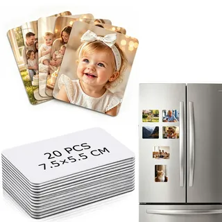 20 Stück Sublimation Rohlinge Magnet,Fotomagnete Selbst Gestalten 5.5x7.5cm | magnete zum kleben, Personalisierte Fotomagnete, Kühlschrankmagnet,für Heimwerker Küche Mikrowelle Büro Wand Tür Dekorativ
