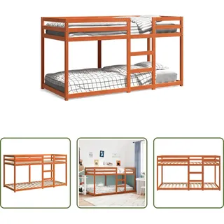 The Living Store Etagenbett Wachsbraun 80x200 cm Massivholz Kiefer - Braun