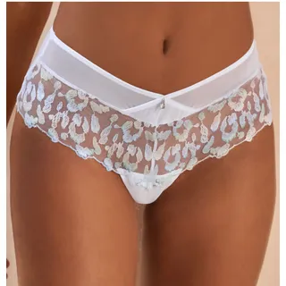 Panty JETTE, Damen, Gr. 44/46, weiß (weiß, blau), Spitze, Obermaterial: 69% Polyamid, 27% Polyester, 4% Elasthan, Unterhosen Panty, aus Stickereispitze mit Glitzer-Effekten und zartem Mesh, Reizwäsche