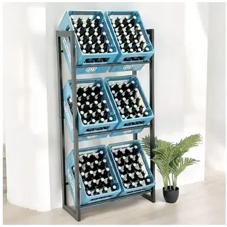DanDiBo Ambiente Getränkekistenregal 6 Kisten 71 x 31 x 141 cm Schwarz