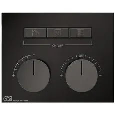 Gessi HI-FI, Fertigmontageset Unterputz-Thermostat mit Tasten-Bedienung, 3 separate Ausgänge, 63006, Farbe: Metall Schwarz PVD