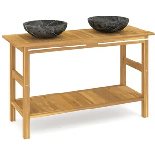 Waschtisch mit Schwarzen Marmorbecken Massivholz Teak - Schwarz