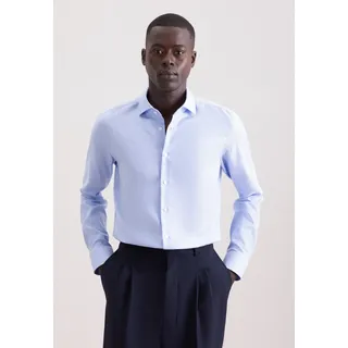 Businesshemd SEIDENSTICKER "Schwarze Rose", Herren, Gr. M (39), normale Ärmellängen, blau (hellblau), 100% Baumwolle, Strukturmuster, skinny fit, 2-Knopf-Manschette, Hemden Businesshemd, X-Slim 1/1 Kentkragen Struktur