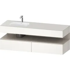 Duravit Qatego Einbauwaschtisch mit Konsolenwaschtischunterbau, 1600x550x600mm, Nische Taupe Matt, Becken links, QA4795091, Farbe: Weiß Supermatt/mit Nischenbeleuchtung