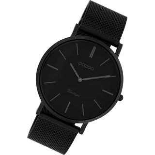 OOZOO Quarzuhr Oozoo Herren Armbanduhr Analog, Herrenuhr rund, groß ,ca. 40mm, Edelstahlarmband - Variante: schwarz/schwarz - Schwarz