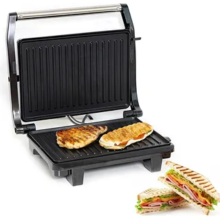 Elektrischer Kontaktgrill für Panini Fleisch Gemüse 750 W - Schwarz