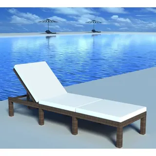 Sonnenliege mit Auflage Poly Rattan Braun , Gartenliegen Design 2024 - Braun