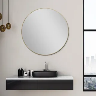 Talos Picasso Spiegel Gold Ø 80 cm - mit hochwertigem Aluminiumrahmen für stilvolles Ambiente - Perfekter Badezimmerspiegel Rund, der Eleganz und Funktionalität vereint