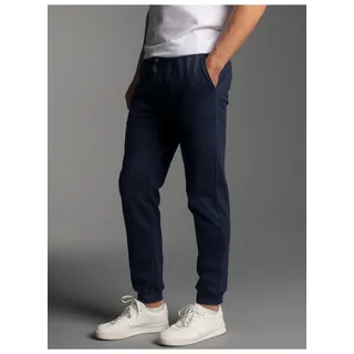 Sweathose TRIGEMA "TRIGEMA Jogginghose aus Biobaumwolle", Herren, Gr. S, US-Größen, blau (navy), Sweatware, 75% Baumwolle (Biobaumwolle kbA), 25% Baumwolle (recycelt), Basic, Hosen Sweathose