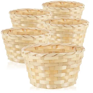 com-four® 5x Bastkorb in natürlicher Farbe zur Dekoration - Osterdeko - Körbchen für Ostereier, Brötchen, Snacks und Schlüssel - Osternest (Natur - Rund-S - 5 Stück)