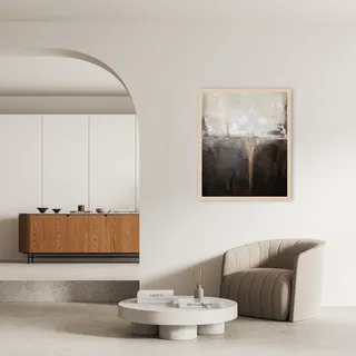 LeGer Home by Lena Gercke Bild mit Rahmen "Emma", Abstrakt Abstrakte Art Kunst Modern 1 Stk. tlg. Premium Poster mit Naturholzrahmen, Handarbeit aus Deutschland, farbe rahmen: natur, farbe bild(er): schwarz