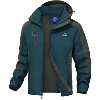 donhobo Herren Softshell Jacke Outdoor Funktionsjacke Freizeitjacke Leichte wasserdichte Winddichte Wandern Bergjacke Mantel mit Kapuze (Marine, S)