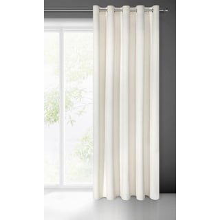 Eurofirany Villa Vorhang Samt Velvet Weich 10 Ösen-1 Stk. Edel Gardine Dick 290 g/m2 Elegant Glatt Einfarbig Flauschig Modern Klassisch Wohnzimmer Schlafzimmer Lounge, Creme, 140X250cm