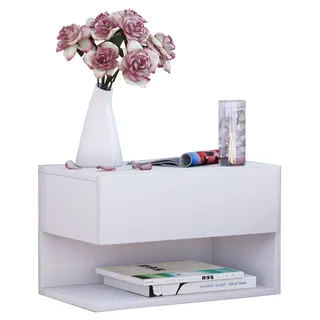 VCM Wandschublade Hängeschrank Wandregal mit Schublade Wandablage Dielenschrank Weiß 30x46x30 cm Klado