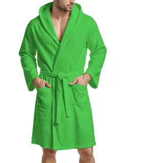 Petti, Artigiani Italiani Bademantel aus 100% Mikrofaser, Unisex mit Kapuze, Taschen und Gürtel; ideal für den Transport im Koffer, für Zuhause, und vor allem für den Gebrauch in der Fitnesshalle L (Large) grün