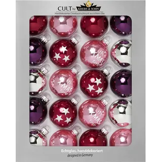 Heitmann Deco 20er Set Christbaumkugeln aus Glas Weihnachtsschmuck Berry-Mix zum aufhängen, ca. 5,7 cm