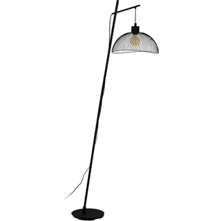 EGLO Stehlampe Pompeya, 1 flammige Stehleuchte Vintage, Industrial, Retro, Standleuchte aus Stahl, Wohnzimmerlampe in Schwarz, Lampe mit Tritt-Schalter, E27 Fassung