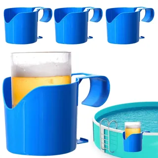 HIULLEN 4 Stück Pool Getränkehalter, Getränkehalter Poolrand, Whirlpool Getränkehalter aus Kunststoff, Pool Becherhalter, Poolside Bierkastenkühler Multifunktionaler Poolzubehör für Getränke, Handy