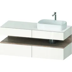 Duravit Qatego Konsolenwaschtischunterbau, 2 Auszüge, 2 Schubkästen, Ausschnitt rechts, 1400x550x600mm, Nische Eiche Mamoriert, QA4766055, Farbe: Weiß Hochglanz