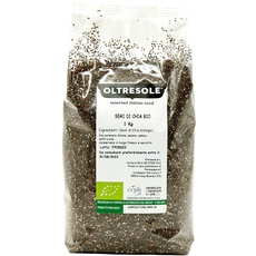 Oltresole - Bio Chia Samen 1 kg - Rohe Bio-Samen, Protein-Supernahrungsmittel ohne Zusatzstoffe, Quelle von Eiweiß und Ballaststoffen, ideal für Müsli und Salate, Familiengröße